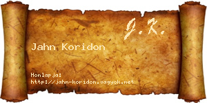 Jahn Koridon névjegykártya